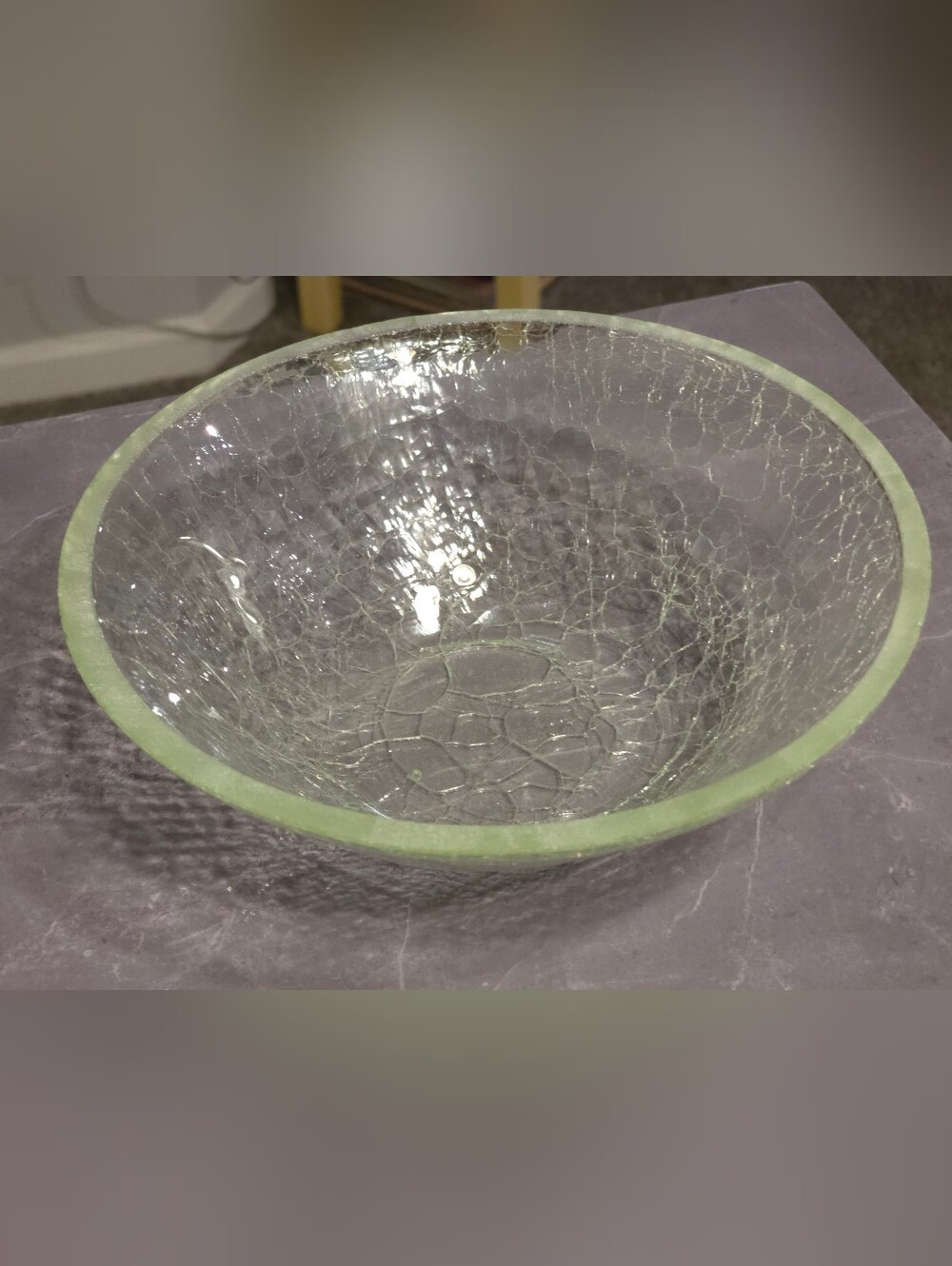 Clear Crackle Glass Decorative Bowl